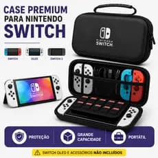 Estojo Case em EVA para Nintendo Switch V1 V2 Switch OLED e Switch 2 com 8 Slots para Jogos e Espaço para Acessórios