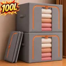 Caixa Organizadora Roupas Brinquedos 100L Lençol Edredom Guarda Roupa Dobrável Visor Transparente