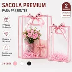 10/20/30 Sacolas de Presente PP Fosco com Borda Transparente Alças Reforçadas Reutilizáveis para Festas e Casamentos