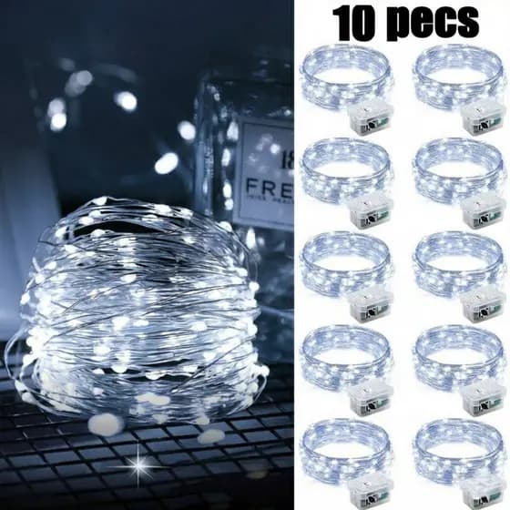 Fio de Fada LED 2m 3m Branco Frio Luzes LED Para Decoração Festa Eventos e Casa