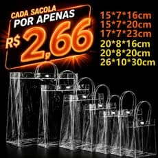 5/10/15 Sacolas de Presente PVC Transparente para Embalar Cestas de Presente com Alças