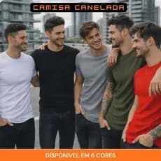 Camisa Canelada Masculina Americana Básica Casual Ribana Premium Dia a dia Unidade e Kit