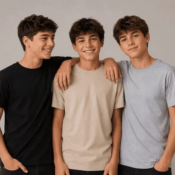 Kit 3 Camiseta Juvenil Básica Manga Curta Malha Ribana Confortável Canelada Não Amassa Tamanho Único