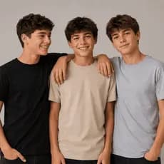 Kit 3 Camiseta Juvenil Básica Manga Curta Malha Ribana Confortável Canelada Não Amassa Tamanho Único