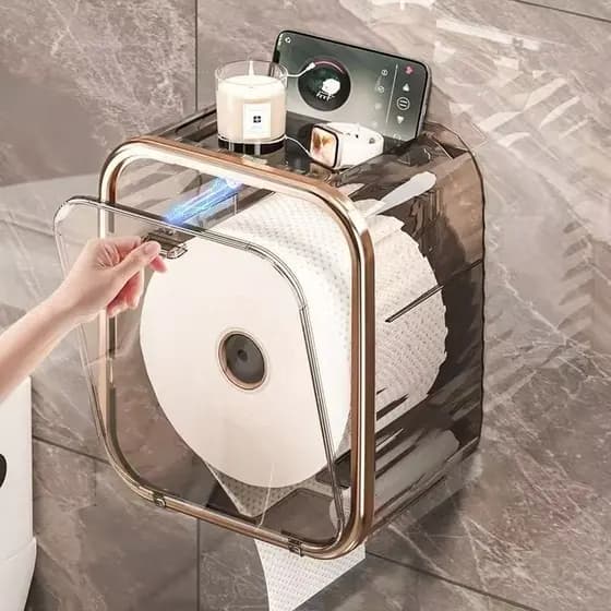 Caixa Porta Papel Higiênico Dispenser Organizador Banheiro a prova d'água