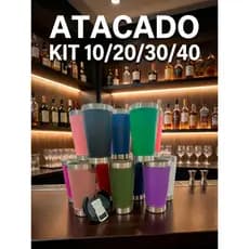 Kit 5/15Copos Térmicos 473ml Com Tampa e Abridor de Garrafas para Cerveja Em Diversas Cores