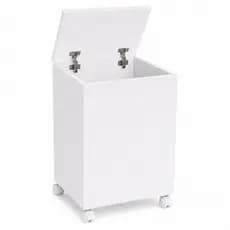 Baú Organizador Rodízios Tampa Articulada Cesto Roupa Branco