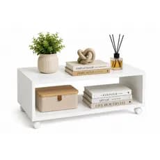 Mesa De Centro Decorativa Com Rodízios Branco Organização