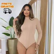Body Gola Alta Feminino em Ribana – Manga Longa Elegante e Confortável