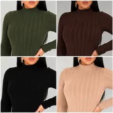 Body Feminino Gola Alta Canelado em Ribana Premium Manga Longa Conforto e Estilo Elegante