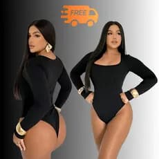 Body Manga Longa Feminino com Decote Quadrado – Tecido Rivana Premium, Fashion e Chic