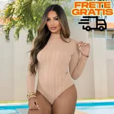 Body Feminino Ribana Premium – Gola Alta, Manga Longa, Look Sofisticado