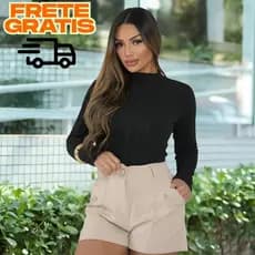 Body Feminino Inverno – Gola Alta em Ribana Canelada com Manga Longa