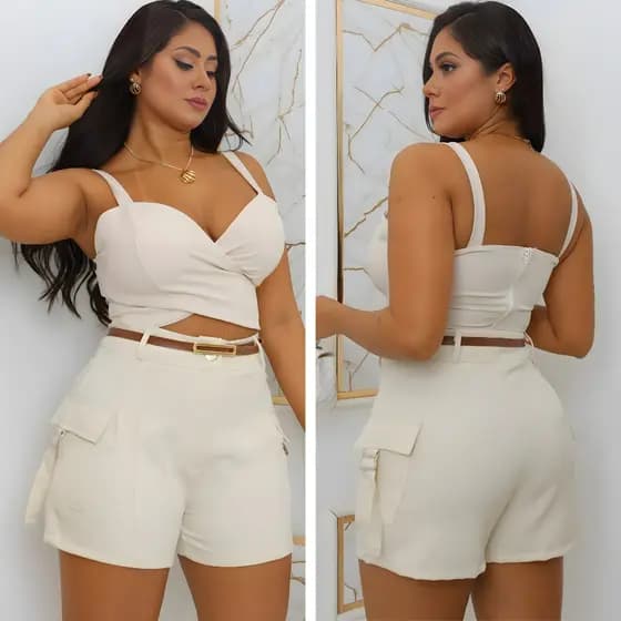 Short Cargo Cintura Alta Feminino Moletom Shorts Confortável Lançamento Verão 2025