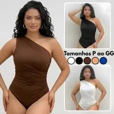 Body Franzido Um Ombro Só Feminino Suplex Premium Elegante Modelador Mula Manca Casual Lançamento Tendencia 2026