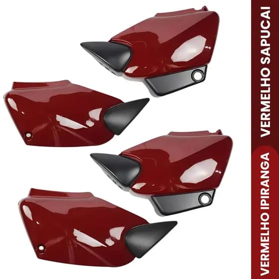 Carenagem Tampa Lateral Par Titan Vermelho Sapucai Ipiranga 125 2000 2001 2002 2003 2004 C/Brilho Envernizado