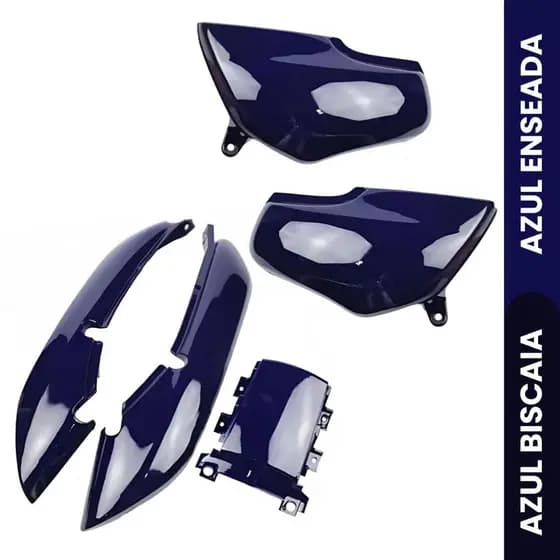 Kit Carenagem Cg Titan 125 Azul C/Brilho Envernizado Azul Biscaia Enseada 95 96 97 98 99 Rabeta Completa + Tampa (Par)