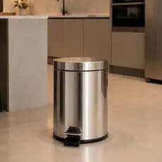Lixeira Inox Redonda com Pedal 3L 5L 12L Cesto Removível Banheiro Cozinha Escritório