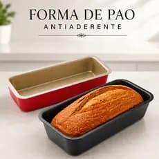 Forma de Pão Antiaderente de Alumínio para Bolo Pão Inglês 3 Tamanhos Preto ou Cereja