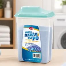 Porta Sabão em Pó e Líquido 1,75L com Tampa Dosadora Organizador Multiuso Lavanderia