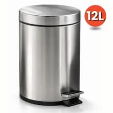 Lixeira Inox Grande 12 Litros com Pedal e Cesto Removível para Cozinha