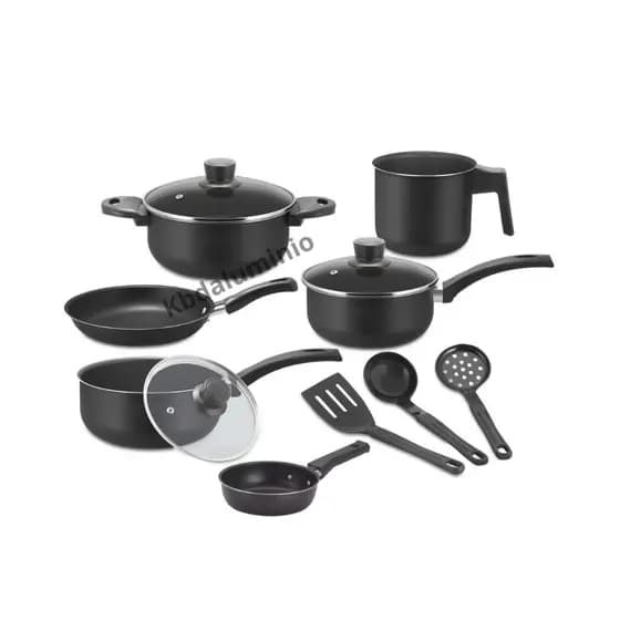 Jogo de Panelas Conjunto Kit 9 Pçs Antiaderente Tampa Vidro Teflon