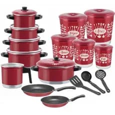 Jogo Kit Panela Caçarola + caneco(leiteira) + Frigideiras + Jogo de Lata 16pçs