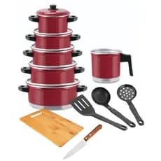 Jogo de Panelas com Faca e Tábua Estilo Bambu – Kit Completo para Cozinha, Prático e Versátil, Ideal para Preparar e Ser
