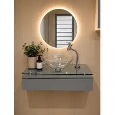 Kit Completo Banheiro/Lavabo Cuba Transparente Espelho 40x40