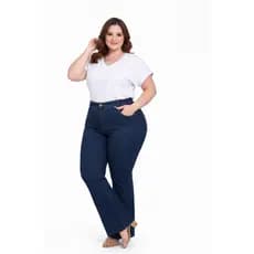 Calça Jeans Flare Plus Size Feminino Cintura Alta