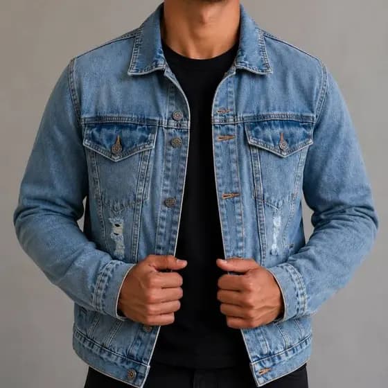 Jaqueta Jeans Masculina Com Fechamento em Botões Dia Dos Pais