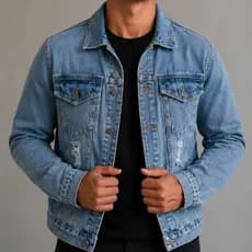Jaqueta Jeans Masculina Com Fechamento em Botões Dia Dos Pais