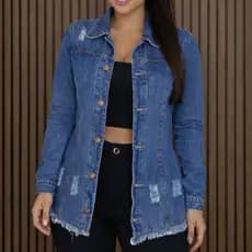 Jaqueta Max Jeans Com Puido Destroyer e Barra Desfiada