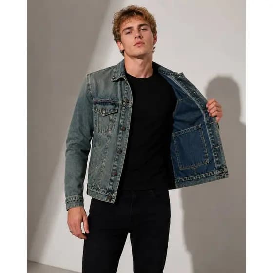 Novidade Jaqueta Jeans Masculina Com Forro e Bolso Externo e Interno Moda Desbotado