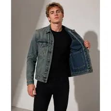 Novidade Jaqueta Jeans Masculina Com Forro e Bolso Externo e Interno Moda Desbotado