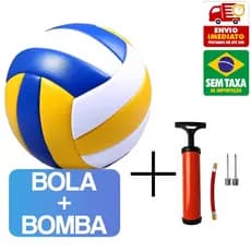 Bola de Volei + Bomba de Encher Ar Quadra Praia Areia Voleibol 22cm Profissional Costurada
