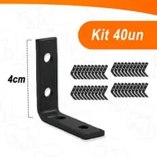 Kit 40 Cantoneiras 4cm Mão Francesa Para Moveis - Preto