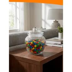 Bomboniere de Vidro Grande Pote 17cm Potiche Com Tampa Elegante Doces Balas Baleiro Decoração Luxo Novidade