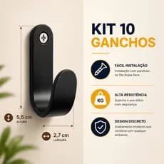 Kit 10 Ganchos de Parede Organizador Banheiro Cozinha Suporte Toalhas Roupas Chaves Bolsas Mochila