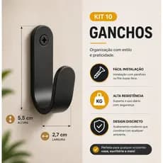 Kit 10 Ganchos Organizador de Parede Suporte Banheiro Cozinha Suporte Toalhas Roupas Chaves Bolsas Mochila