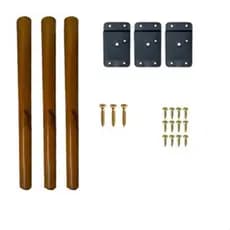 Kit 3 Pés Retrô 30cm 45cm 60cm Madeira + Kit Instalação Chapinha Suporte e Parafusos