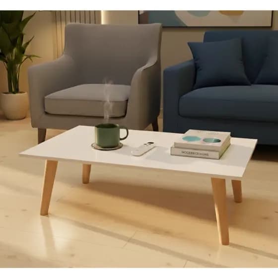 Mesinha De Centro Mesa Pequena Decorativa Sala de Estar Pés Palito Madeira Maciça Várias Cores Promoção 90x30