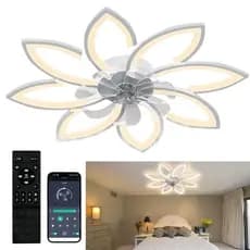 Ventilador de Teto Com Luz Silencioso Controle Remoto Economica Intelar 8 Pás Com Wifi Luz Ajustável
