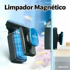 NewPet Limpador Magnético com Raspador de Titânio e Escova Flutuante para Vidros de Aquário até 6 mm