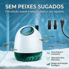 Bomba de Água Submersível Silenciosa para Aquário Multifuncional Circulação, Filtragem e Sucção de Fundo