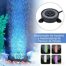 Luz com Bolhas para Aquário, Placa de Pedra Decorativa LED, Com Cores Ajustáveis e Oxigenação