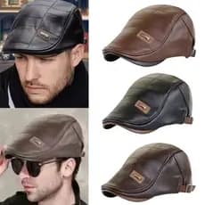 Boina Italiana Boné Chapeu Gorro Masculino Ajustável Em Couro