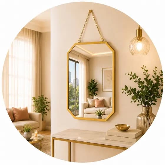 Espelho Luxo Infraganti 35.5cm Com Alça Dourada Moderno