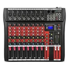 VEDO 8 Canais Misturador De Som áudio Mesas De Som Console De Mixagem Profissional DJ controlador Tela LCD Com luz