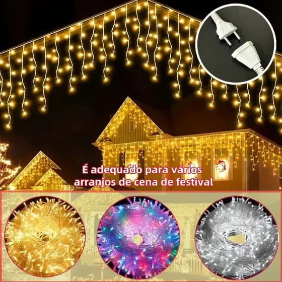 Cascata 500 Leds Cortina 4x2.2 Metros Festa Casamento Eventos Natal 110/220V Luzes Frias Quentes Coloridas